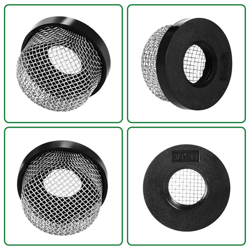 2 Pack Stainless Steel Mesh Strainer, 3/4"-14 Aerator Screen, Compatible with Livewell Pump, Industrial Plumbing Inline, Garden Washers, and Baitw...