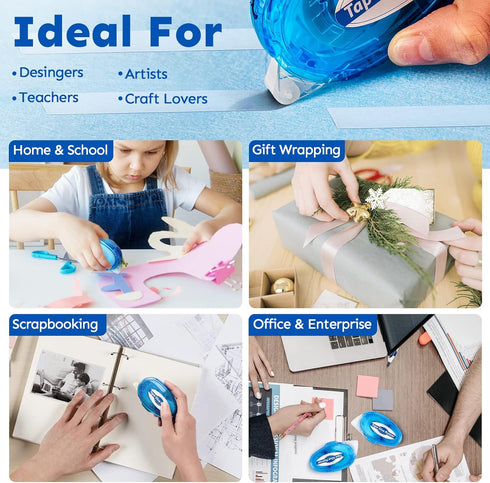 12 Pack Double Sided Tape Roller, 8mm x 315 Inch Permanent Adhesive Scrapbook Tape Dispenser Runner, Glue Tape Roller for Scrapbooking, Crafts and...