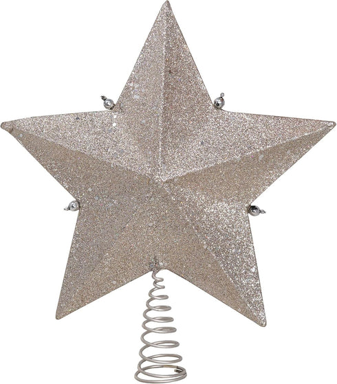Kurt Adler 13.5-inch Star Treetop with Ivory Pearls and Platinum Glass Glitter...