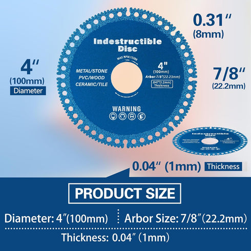 Indestructible Disc for Angle Grinder 4 Inch with 7/8'' Arbor Hole, Cut Off Wheel for Ceramic/Tile/Metal/Wood/Stone 3pcs...