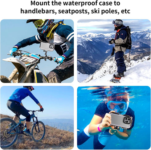 Waterproof Case for iPhone 14Pro/15Pro, Shockproof Anti-Dust Outdoor Sports Waterproof Phone Case Cycling Skiing Phone Case with Bike Mount Bracke...