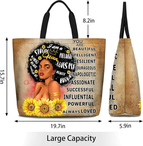 Women Tote Bags African American Woman Shoulder Bag Afro Black Girl Magic Satchel Handbags For Shopping,Work,Grocery,Gym...