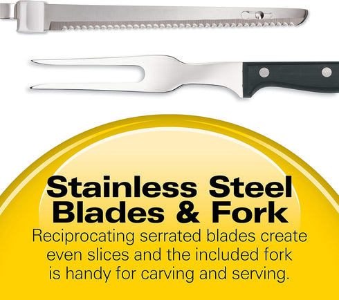 Hamilton Beach Electric Knife Set for Carving Meats, Poultry, Bread, Crafting Foam & More, Reciprocating Serrated Stainless Steel Blades, Ergonomi...
