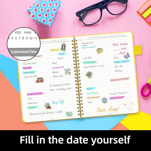 Alltree Lined Spiral Notebook, Hardcover Notebook for Work, Medium A5-6 inches x 8.5 inches,Spiral Journal with Pen Loop, Pocket, 160 Pages, Yello...