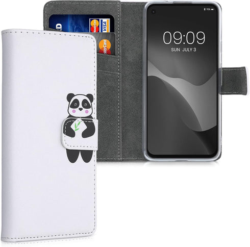 kwmobile Wallet Case Compatible with Google Pixel 4a Case for Phone - Wallet Panda Black/Green/White...