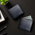 Thin RFID Blocking Leather Wallet for Men – Minimalist Bifold Card Holder with 2 Cash Compartments, Card Pockets, ID Window – Lightweight Slim Des...
