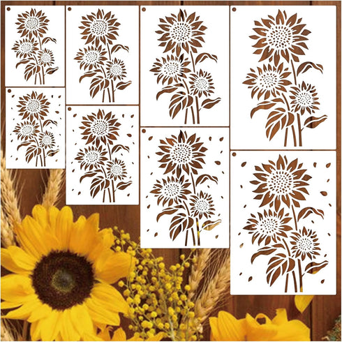 Large Sunflower Stencils for Painting on Wood, 15 inch Sunflower Floral Stencils for Crafts Reusable Wood Burning Drawing Art Flower Paint Stencil...