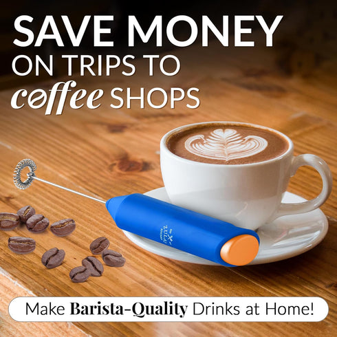 Zulay Kitchen Duracell Powered Milk Frother Handheld Foam Maker - Whisk Drink Mixer for Coffee, Latte, Matcha, Cappuccino - Mini Foamer by Milk Bo...