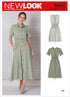New Look Sewing Pattern N6651 Misses' Button Front Dress with Elastic Waist, A (10-12-14-16-18-20-22), Various...