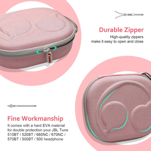 XANAD Pink Case for JBL Tune 520BT/720BT/510BT/660NC/700BT/710BT/760NC/750BTNC/ 660 BTNC/560BT/500BT/E45BT or JBL Live 650BTNC / 460NC / 400BT / 5...