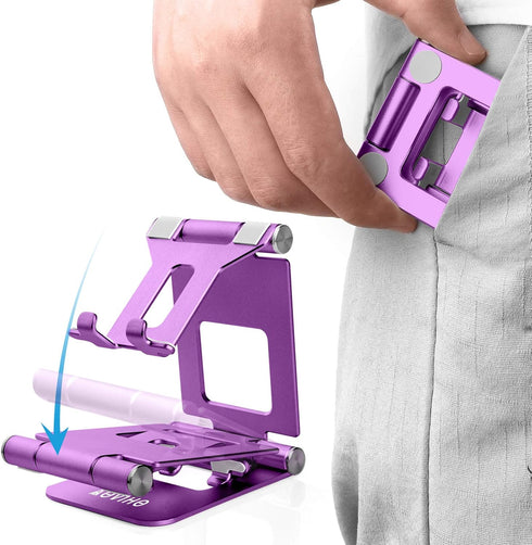 Adjustable Cell Phone Stand Desktop Phone Holder,Aluminum Portable Phone Stand for iPhone 14 13 12 11 8 7 6 Pro X XR XS Max Mini Huawei (Purple).....