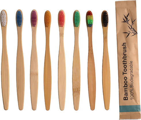 10PCS Colorful Natural Bamboo Toothbrush Set Soft Bristle(Multi-Colors)...