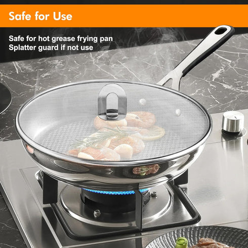 Snowyee Splatter Screen for Frying Pan, Grease Splatter Guard Stainless Steel Large 13” and Small 10” Shield (2 in 1 Set)...