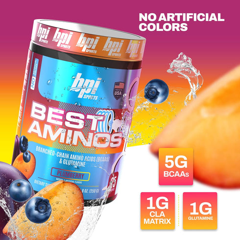 BPI Sports BCAA Powder - Best Aminos, Post Workout Recovery Drink with Glutamine, Branched Chain BCAAs Amino Acids, Hydration & Recovery, 25 Servi...