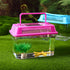 NOLITOY 4pcs Mini Fish Tank, Plastic Fish Box Breeding Case with Handle Desktop Fish Bowl Portable Aquarium for Shrimp Turtle Shrimp Goldfish (Ran...
