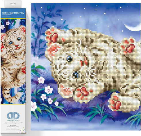 DIAMOND DOTZ ® - Baby Tiger Roly Poly, Partial Drill, Round Dotz, Diamond Painting Kits, Diamond Art Kits for Adults, Gem Art, Diamond Art, Kits, ...
