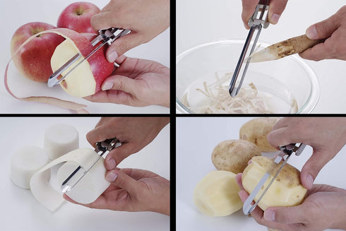 Stainless Steel Peeler, Long Vegetable Peeler, with plastic safety cover, 8.5 inch, Seki Japan...