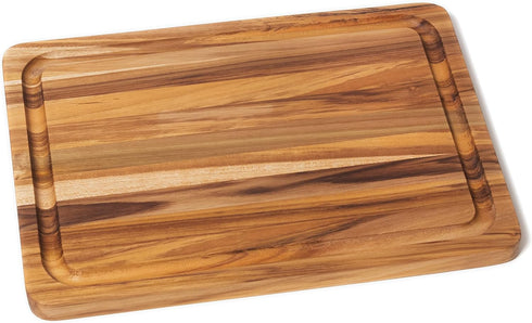 Lipper International 7215 Teak Wood Edge Grain Kitchen Cutting and Serving Board, Small, 12" x 9" x 5/8"...