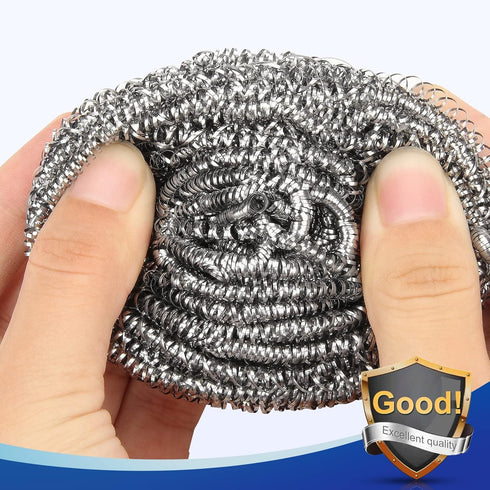 6 Pack Stainless Steel Scrubber, Steel Wool Srubber for Scouring Stubborn Messes from Pots and Pans, Stoves,Broiler Racks,Grills and More...