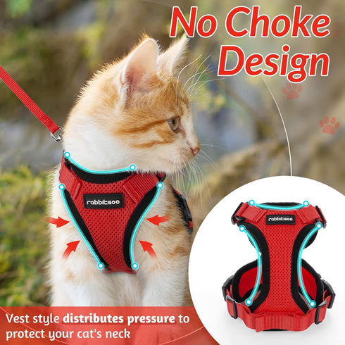 rabbitgoo Cat Harness and Leash for Walking, Escape Proof Soft Adjustable Vest Harnesses for Cats, Easy Control Breathable Reflective Strips Jacke...