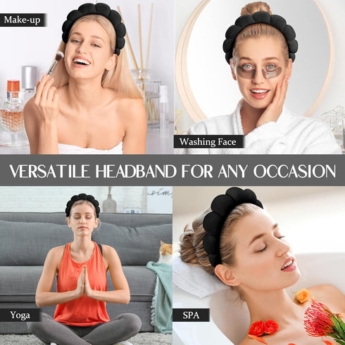 Spa Headband for Washing Face, Makeup Headband and Wristband Set, Non Slip Headband Washing Face, Terry Cloth Face Wash Headband for Women Girl, S...