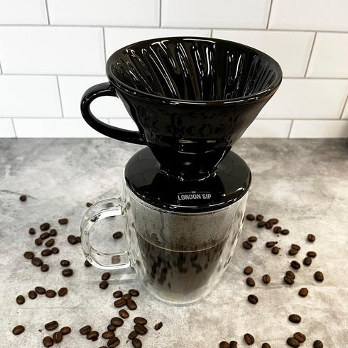 Ceramic Coffee Dripper Pour Over Ceramic Coffee Maker, Coffee Slow Brewing Accessories for Home, 1-4 Cup, Black...