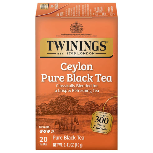 Twinings Ceylon Pure Black Tea - A Crisp, Refreshing Black Tea, Formerly Orange Pekoe, Caffeinated Tea Bags, Individually Wrapped, 20 Count...