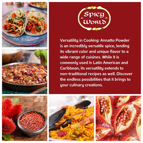 Spicy World Annatto Powder 7 Oz Bag - Premium Ground Annatto Seed and Achiote Powder for Vibrant Dishes - Latin American Flavors...