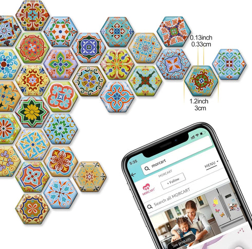 MORCART 30PCS Hexagon Fridge Magnets, Cute Locker Magnets, Decorative Magnets for Refrigerator Whiteboard Cabinet Office Kitchen Blackboard Gift f...