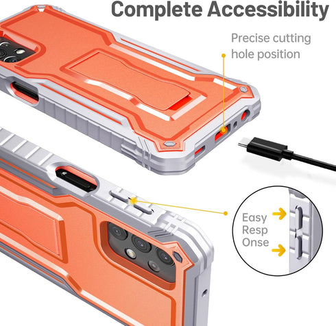 FITO for Samsung Galaxy A32 5G Case, Dual Layer Shockproof Heavy Duty Case for Samsung A32 5G Phone with Screen Protector, Built-in Kickstand (Ora...
