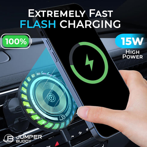 for MagSafe Magnetic Phone Mount Wireless Charger | Music Reactive Lights - Car Cell Phone Holder | Car Mount Universal Air Vent Clip Car Charger ...