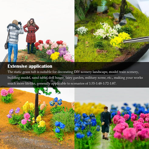 Woohome Flower Cluster Flower Vegetation Groups Grass Tufts Miniature Static Scenery for DIY Architecture Building Model Railway Train Diorama Gar...