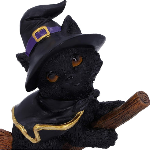 Nemesis Now Tabitha Small Witches Familiar Black Cat and Broomstick Figurine, 11cm...