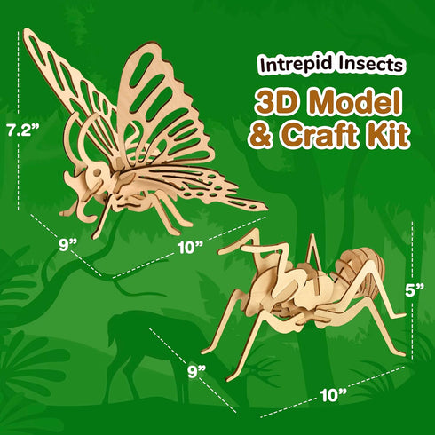 CoolToys Intrepid Insects Paint n' Play 3D Model and Craft Kit - Educational and Fun 3D Wooden Models Building and Painting Set for Kids Ages 6+ -...