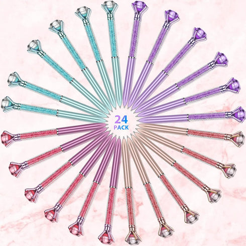 24 Pieces Big Crystal Diamond Pens Bling Ballpoint Pen Black Ink Rhinestones Pen for School Office Supplies Christmas Wedding Birthday Present, 4 ...