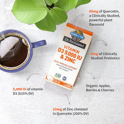 Garden of Life Quercetin Zinc Once Daily Immune Support Supplement with Vitamin D3 for Bone Health, Breast Health & Skin Health, Dr Formulated - G...