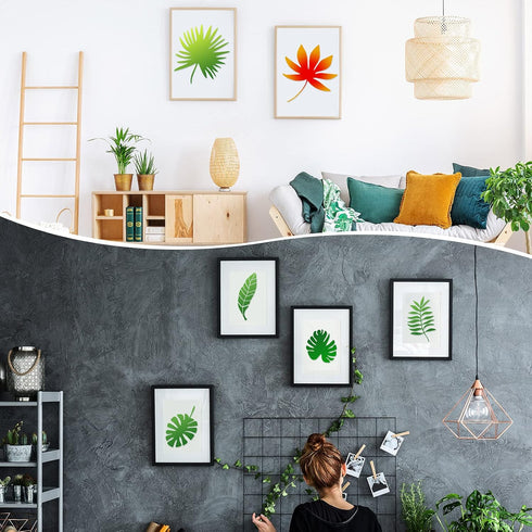 12 Pieces Tropical Fern Leaf Painting Stencils Large Reusable Palm Turtle Leaf Wall Stencil Flexible Botanical Leaves Template Set Crafts for Furn...