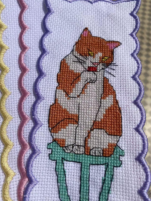 6 pcs Cats Bookmark Cross Stitch Kits,Small Easy, Bookmarks Cross Stitch,14 Count Counted Cross Stitch Kits,Cotton Thread, Cotton cat Bookmarks Co...