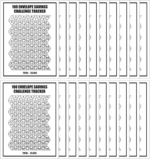 20 Pcs 100 Envelopes Money Saving Challenge Tracker Low Income Budget 100 Envelope Challenge Tracker Finance Cash Money Saving Tracker for Men Wom...