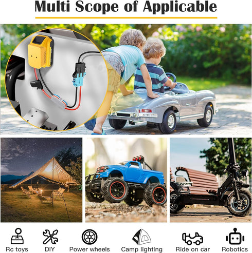 Power Wheels Adapter for Dewalt 20V Battery Adapter Power Wheels Battery Converter Kit with Fuse & Switch and Wire Harness Connector 12AWG Wire fo...