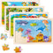 Wooden Puzzles for Toddlers Kids - 4 Packs 24PCS Animal Themed Wood Puzzle, Ocean Under The Sea Treasure Zoo Farm Preschool Educational Learning T...