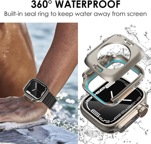 Ultra Look - Fullife 2 in 1 Compatible with Apple Watch Case Series 6 44mm Waterproof Screen Protector, Front & Back Protective Bumper Cover iWatc...