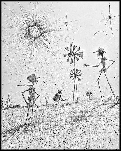 Posterizer 1 pcs-minimalist pencil drawing style-Don Quixote and his loyal squire inspired art 1-Men's Art Collection Gifts for Men Decor for Home...