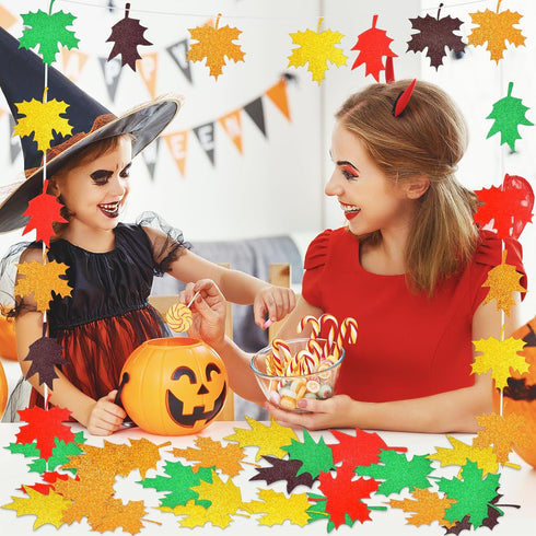 150PCS Fall Maple Leaves Cutouts with 210PCS Glue Points,Multicolor Glitter Paper Cardboard Maple Leaf Paper Cutting Autumn Maple Leaf Confetti fo...