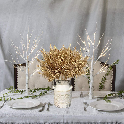 CATTREE Christmas Artificial Plants Decoration, Plastic Golden Shrubs Plant Simulation Boston Leaves Fake Fern Grass for Wedding Party Indoor DIY ...