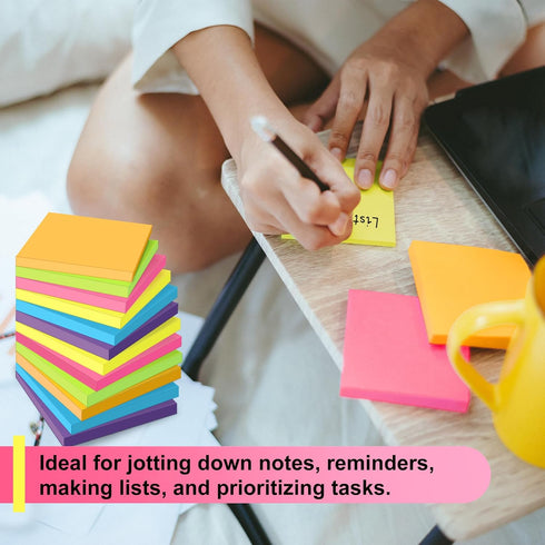 OHOME Sticky Notes - 12 Pads, 3”x3” - Colorful Self-Stick Post Notes Bulk - School Supplies | Teacher Must Haves | Classroom Must Haves | Office S...