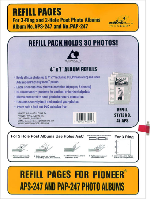 Pioneer 4x7 APS 247 Album Refill...