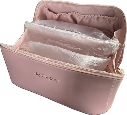 Large Capacity Beauty Bag, Travel Design, Waterproof Fabric Cosmetic bag, Open Flat Beauty Bag, Durable Fixed Divider and Double-Stitched Handle (...