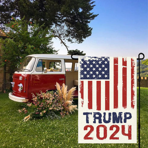 Trump 2024 Flag 12x18 Double Sided Garden Flag American Patriotic USA Flag - Take America Back Garden Flags for Outside Lawn Decor Yard Flag for D...