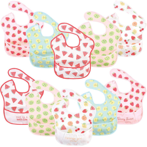 Hudson Baby Unisex Baby Waterproof Polyester Bibs, Cute Fruit, Feeder...